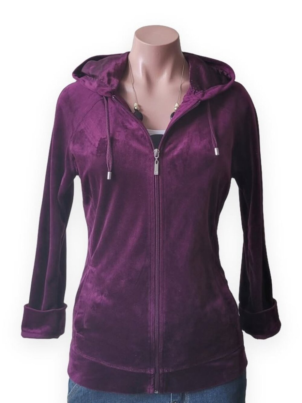 ALIA Petite Purple Fitted Hooded Zip Up Jacket (M)